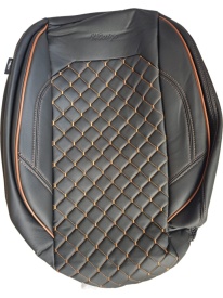 Set huse scaune auto, dedicate VW Passat B8 2015->, piele ecologica neagra si cusaturi maro in romb, Lichidare stoc! - Img 7