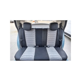 Set huse scaune auto premium universale, fata-spate, piele ecologica si alcantara, model C509, culoare negru cu gri - Img 3