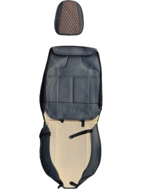 Set huse scaune auto universale, piele ecologica negru cu maro, fata-spate - Img 4
