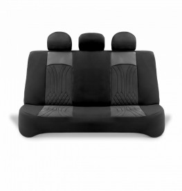 Set huse scaune auto universale seria SIDNEY, material textil negru si piele ecologica neagra, fata-spate, compatibil airbag - Img 5