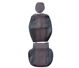 Set huse scaune autoutilitara 2+1 pentru fata culoare negru cu rosu, piele ecologica dedicate Opel Vivaro 2014-2019 VAN - Img 4