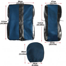 Set huse scaune autoutilitara 2+1 pentru fata culoare negru cu albastru, piele ecologica cu textil - Img 2