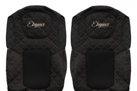 Set huse scaune camion compatibil cu FORD F-MAX 2018->, Negru cusatura rosie, piele ecologica cu velur - Img 2