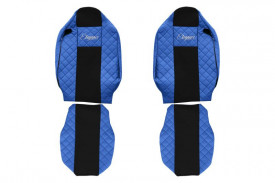 Set huse scaune camion compatibil cu RENAULT T 2014->, Negru cu albastru, piele ecologica cu velur - Img 1