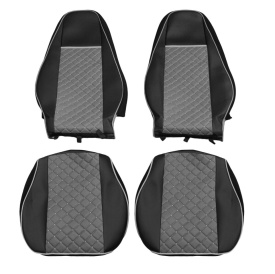 Set huse scaune camion compatibile VOLVO FH4 2013-> euro 6, piele ecologica negru cu gri - Img 2