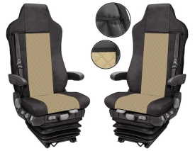 Set huse scaune camion si mochete interior combatibil cu MAN TGX II 2021->, culoare crem - Img 2