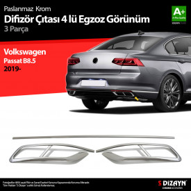 Set ornamente inox evacuare VW PASSAT B8.5 2019-> - Img 2