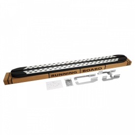 Set praguri laterale din aluminiu cu suporti compatibil VW T5, T6, T7 caroserie scurta 2003->, TrimLine Alu Design - Img 2