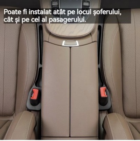 Set suport organizator buzunar scaun auto cu gaura la centura, material piele PU, design anti cadere, compatibil cu majoritatea autoturismelor - Img 6