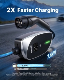 Statie incarcare mobila, Wallbox mobil, 7,4 kW 32A, incarcator portabil EV tip 2, incarcator auto monofazat pentru vehicule electrice cu cablu de incarcare de 6 m, priza CEE, ecran LCD, statie de incarcare EV reglabila, cutie de control IP66