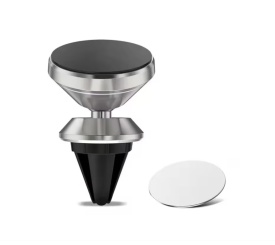 Suport telefon magnetic, prindere la ventilatie, rotatie 360 grade, culoare argintiu