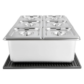 Tava recipient de prezentare pentru servire alimente, din otel inoxidabil, dozator de condimente pentru bufet, raft racit cu gheata cu capac separat, pentru restaurant, hotel, petrecere, tava 6 compartimente - Img 12