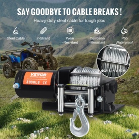 Troliu electric P3000-1A,12V pentru ATV off-road 1.3 hp, greutate remorcata 1360 kg, cablu otel, - Img 5
