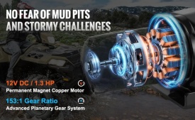Troliu electric Vevor P3000-1C, 12V pentru ATV off-road 1.3 hp, greutate remorcata 1800 kg, cablu otel - Img 3