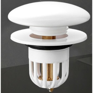 Dop scurgere chiuveta, universal, deschidere cu click, material oțel, diametru exterior 66 mm, culoare Alba - Img 4
