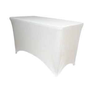 Husa pentru masa dreptunghiulara, culoare alba, elastica, dimensiune 152 x 70 x 74cm - Img 3