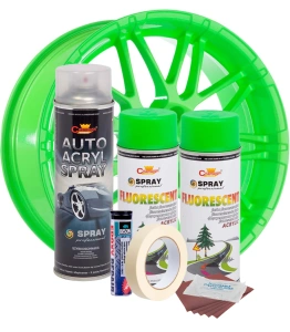 Kit complet reparatie si vopsire jante culoare Verde Fluorescent, V2 - Img 2