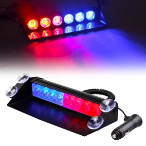 Lampa stroboscopica pentru parbriz. montaj cu ventuze, culori Rosu - Albastru, putere 8W, alimentare 12V - Img 6