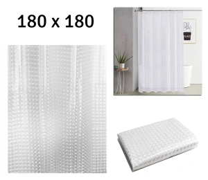 Perdea de dus semitransparenta din PEVA, dimensiune 180 x 180 cm - Img 2