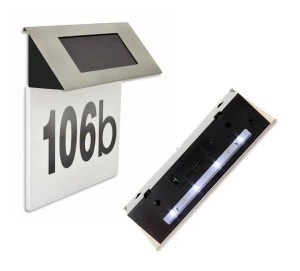 Placa numar casa iluminata LED, incarcare solara, carcasa din INOX - Img 3