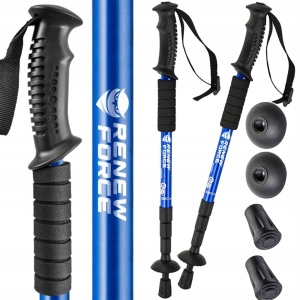 Set 2 bastoane "Nordic Walking" model GOTA, cu sistem Anti-Soc, lungime 63cm – 135cm, culoare albastra - Img 2