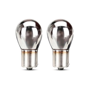 Set 2 becuri cu halogen, cromate, soclu P21W, BA15s, alimentare 12V - Img 2