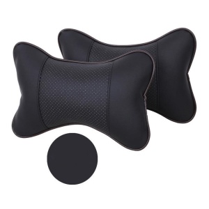 Set 2 buc. perne tetiere auto, pentru sustinere gat din piele ecologica, culoare NEGRU - Img 2