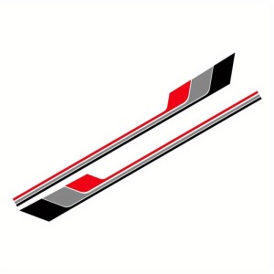 Set 2 stickere autoadezive Tuning, model "Racing Stripes V2", dimensiune 180 x 16,5 cm, culoare Negru + Gri + Rosu - Img 2