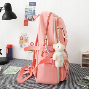 Set 4-in-1 pentru Scolari sau Prescolari - (rucsac, geanta de umar, plic elegant, penar), culoare ROZ cu IEPURAS, Cod AVX-WT-BUNN-PINK - Img 3