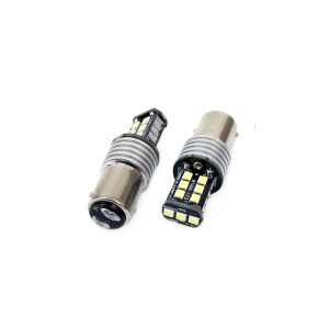 Set becuri auto cu LED CANBUS compatibil P21/5W BA15D 15 SMD 7.5W Alb 12/24V, destinat competitiilor auto sau off-road - Img 1