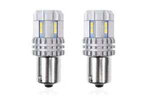 Set becuri auto cu LED CANBUS compatibil P21 R5W/R10W 22 SMD Alb 12V/24V, destinat competitiilor auto sau off-road