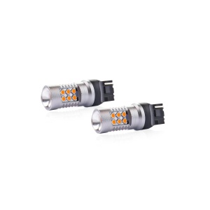 Set becuri auto cu LED CANBUS compatibil W21W T20 24 SMD 6.2W Orange 12/24V, destinat competitiilor auto sau off-road - Img 1