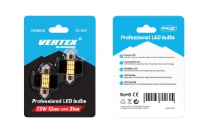 Set becuri auto cu LED CANBUS sofit compatibil C5W 12 SMD 31mm Alb 12/24V, destinat competitiilor auto sau off-road - Img 2
