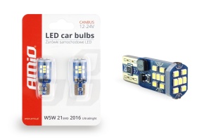 Set becuri auto cu LED CANBUS UltraBright compatibil T10 W5W 21 SMD Alb 12V/24V, destinat competitiilor auto sau off-road - Img 3