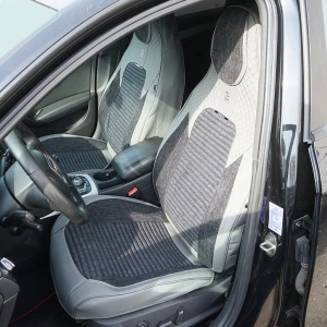 Set huse scaune auto Premium, model BLAZE Elite, design Sportiv, universale, ergonomice, Piele Ecologica cu insertii textile, culoare Gri/Crem - Img 3