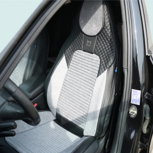 Set huse scaune auto Premium, model BLAZE Prime, design Sportiv, universale, ergonomice, Piele Ecologica cu insertii textile, culoare Negru/Gri - Img 3