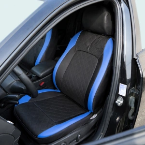 Set huse scaune auto Premium, model DIAMOND Drive, design Sportiv, universale, ergonomice, Piele Ecologica Matlasata, culoare Negru/Albastru - Img 4