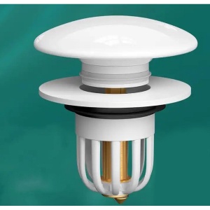 Dop scurgere chiuveta, universal, deschidere cu click, material oțel, diametru exterior 66 mm, culoare Alba - Img 5