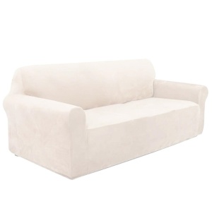 Husa universala pentru canapea standard cu 3 locuri, imitatie catifea, culoare BEJ - Img 3