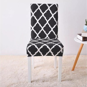 Husa universala pentru scaune clasice, model ROMB, culoare NEGRU + ALB - Img 3