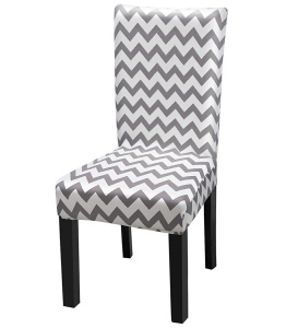 Husa universala pentru scaune clasice, model WAVE, culoare GRI + ALB - Img 2