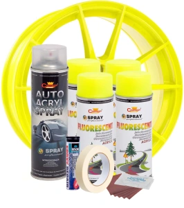 Kit complet reparatie si vopsire jante culoare Galben Fluorescent, V4 - Img 2