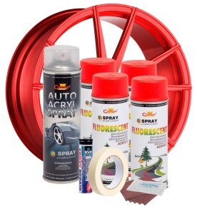 Kit complet reparatie si vopsire jante culoare Rosu Fluorescent, V4 - Img 2