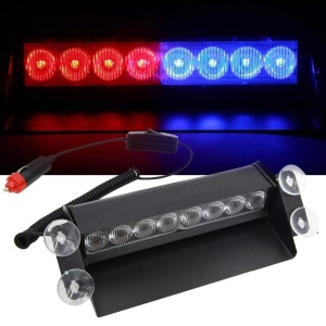 Lampa stroboscopica LED, montaj in parbriz, 8W, culoare Rosu - Albastru - Img 1