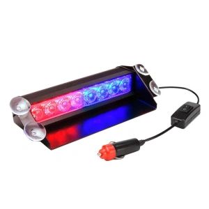 Lampa stroboscopica pentru parbriz. montaj cu ventuze, culori Rosu - Albastru, putere 8W, alimentare 12V - Img 3