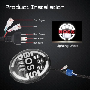 Lampa Suplimentara LED pentru Vehicule Off-Road, ATV, SSV, cu inscriptie "BOSS" si functii: Faza Lunga, Faza Scurta, Semnalizare, Pozitie, tensiune alimentare 9 - 36V, diametru Ø170 mm - Img 2