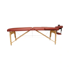 Masa de masaj pliabila, 2 zone, cadru lemn, spuma 5cm, inaltime 55-76cm, piele ecologica, dimensiuni 60x213cm, culoare Burgundy - Img 4