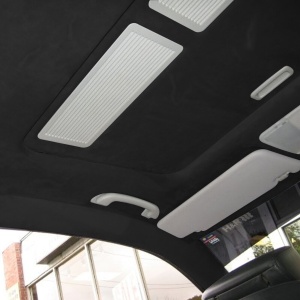 Material pentru reconditionare plafon auto, material textil cu spate buretat, culoare Neagra, dimensiune 2m x 1,50m - Img 1