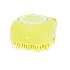 Perie din silicon cu dozator de sampon pentru spalare caini sau pisici, 7,5 x 7,5 cm, culoare galben - Img 6