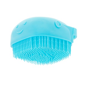 Perie din silicon cu dozator de sampon pentru spalare caini sau pisici, 7,5 x 7,5 cm, culoare albastra - Img 6
